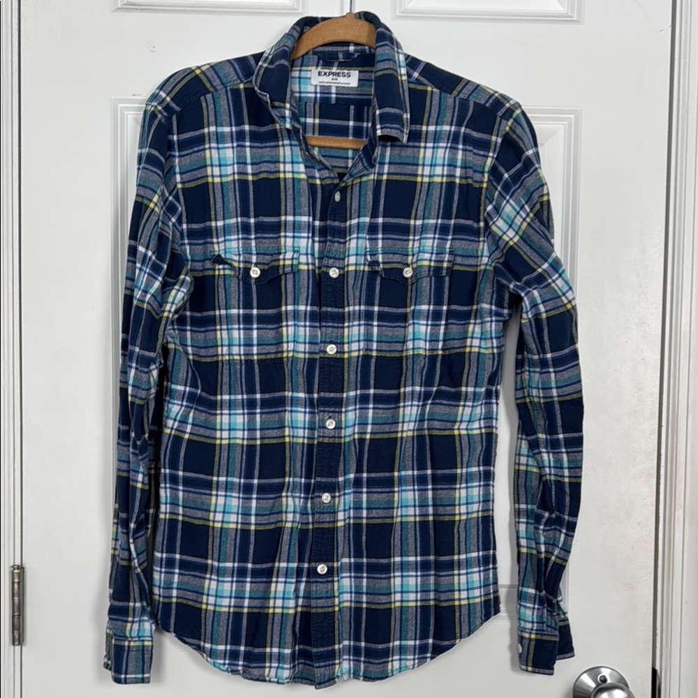 Express Men’s Blue Casual Button Down Shirt